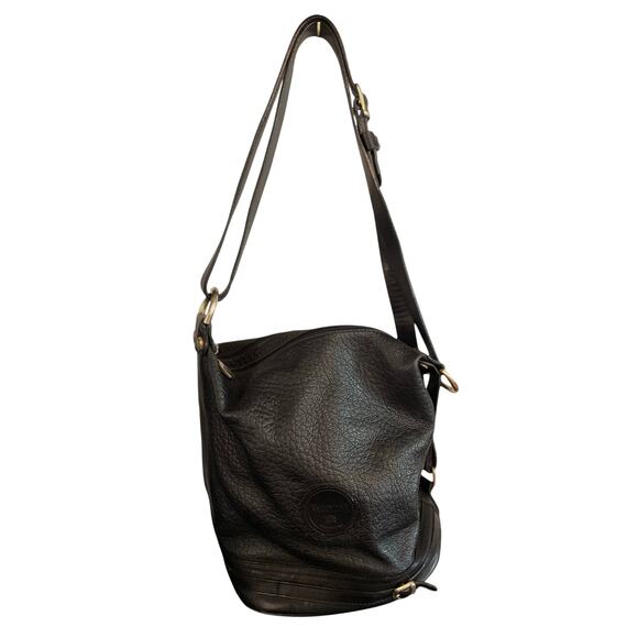 Valentina Italia Black Pebbled Leather Bucket Shoulder Bag - Picture 1 of 13